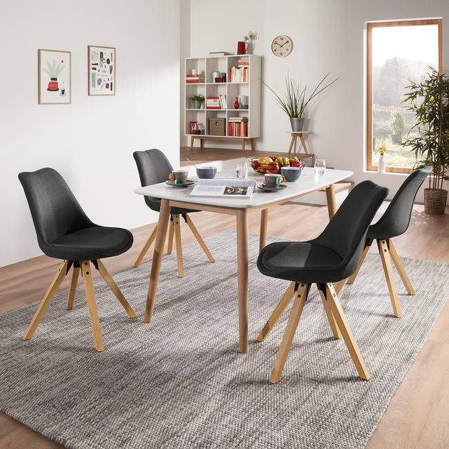 Polsterstuhl 49 x 85 x 55cm Webstoff Cors: Anthrazit Grau Braun 2er Set