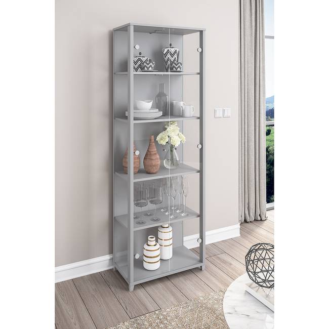 Vitrinenschrank 58cm Silber/Silber