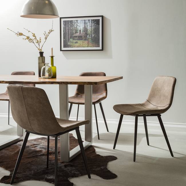 Polsterstuhl Teini 2er-Set 48 x 77 x 60cm Microfaser Colby: Vintage Cappuccino Schwarz/Braun/Beige/Cappuccino