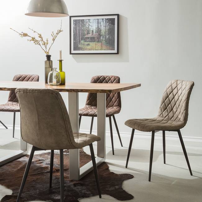 Polsterstuhl Tervo 45 x 85 x 51cm 2er Set Microfaser Colby: Vintage Cappuccino Braun/Beige