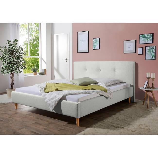 Polsterbett Mosvik 200 x 200cm Strukturstoff Grau/Kies