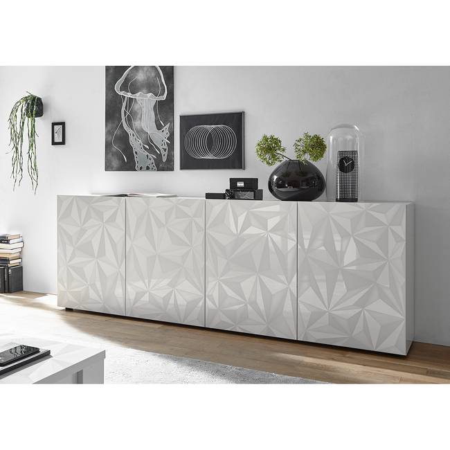 Sideboard Prisma I 241cm Weiß/Hochglanz Weiß