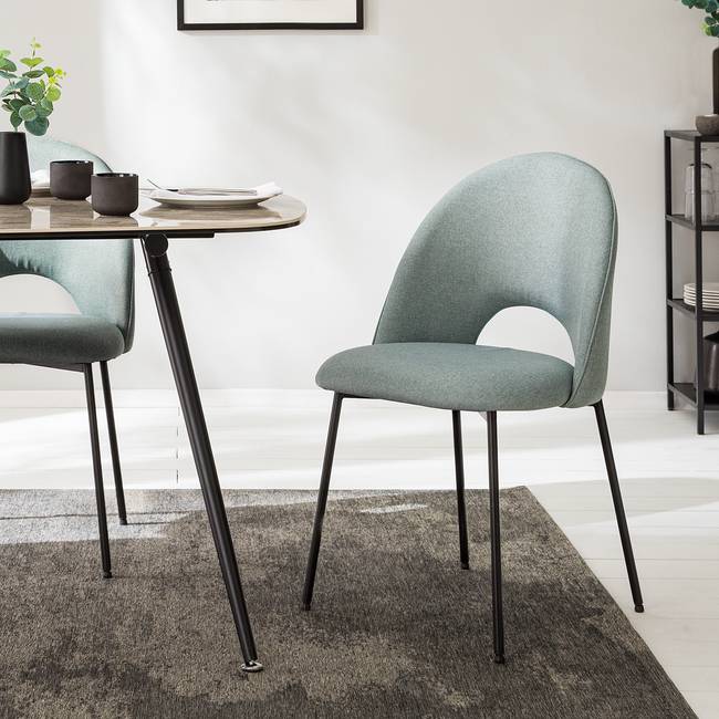 Polsterstuhl Ikley 49 x 84 x 54cm Einzelstuhl Türkis/Grau/Mintgrau