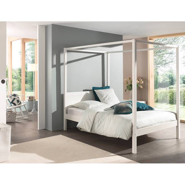 Himmelbett 140 x 200cm Weiß/Weiß