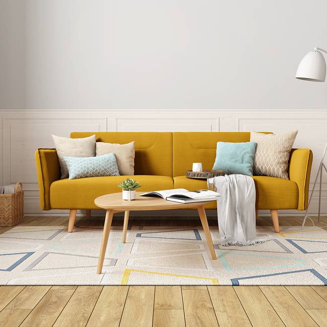 Schlafsofa Asbro Gelb/Senfgelb Webstoff Radis 220 x 83 x 97cm Skandi