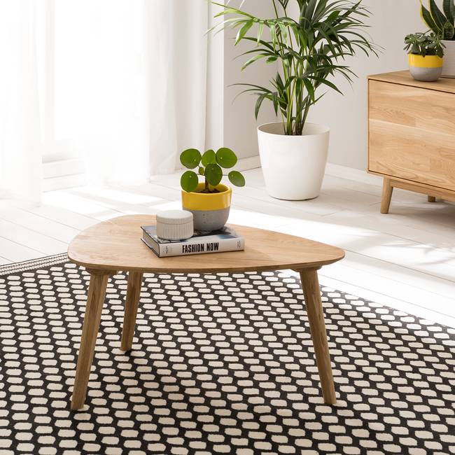 Massiver Couchtisch 70 x 50cm Braun/Eiche