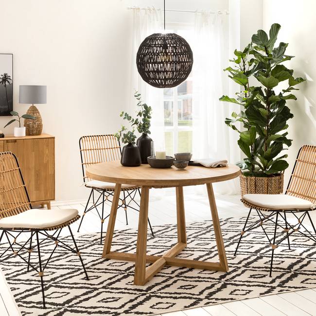 Massiver Esstisch VOKSA Ø 120cm Braun/Eiche