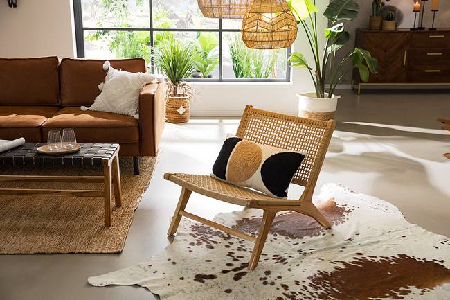 Loungesessel Braun/Teak Sitzfläche & Rückenlehne: Papiergeflecht Gestell: Massivholz Teak, geölt 65 x 68 x 80cm