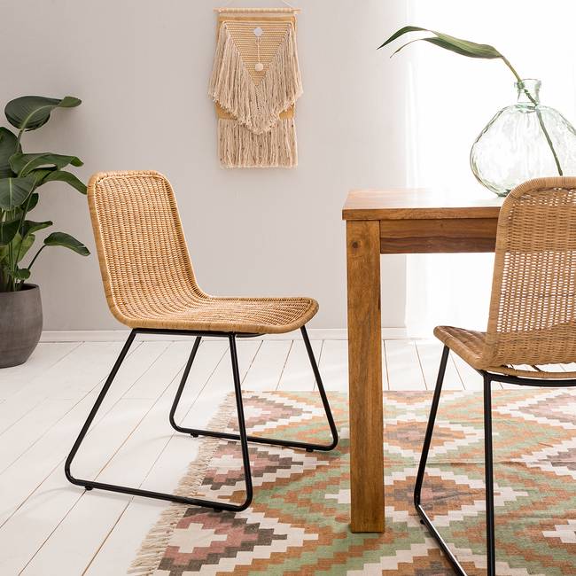 Esszimmerstuhl Vuna 2er-Set 64 x 80 x 56cm Schwarz/Beige/Beige/Schwarz