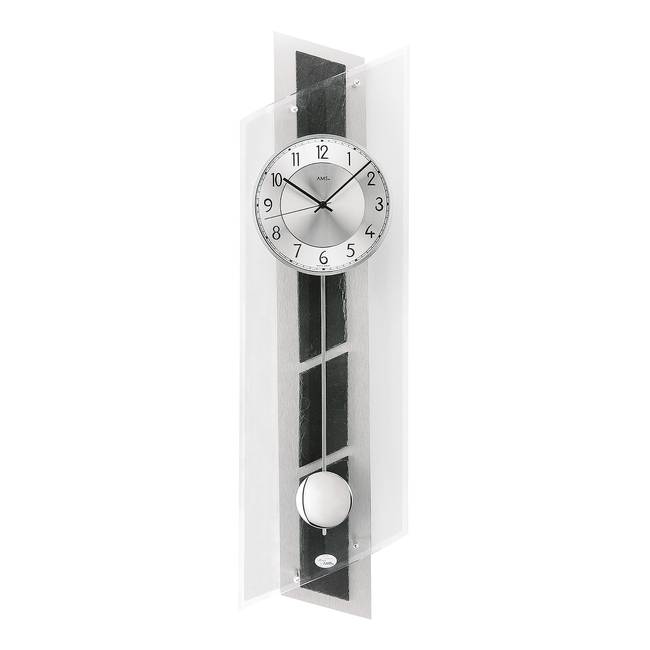 Pendelwanduhr Couvin Aluminium, gebürstet 24 x 84 x 10cm Silber