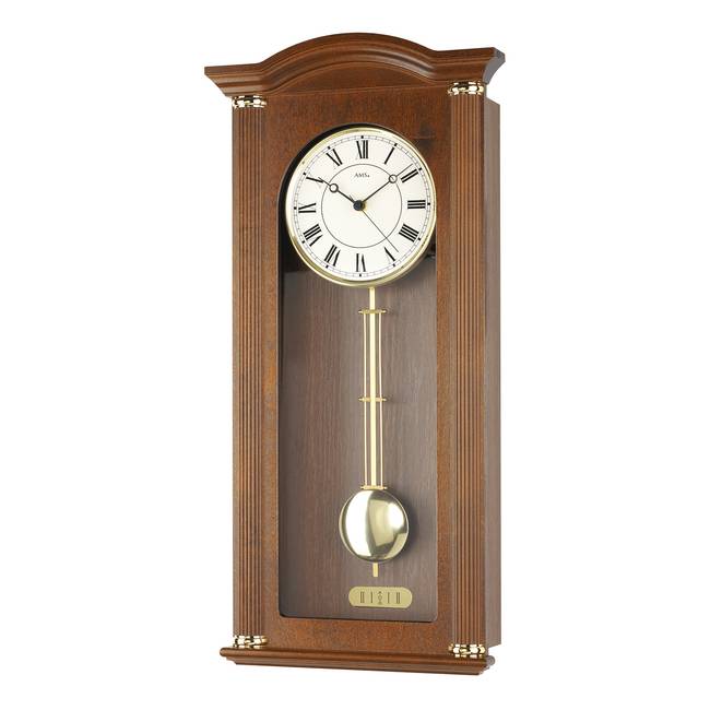 Pendelwanduhr Merten Aluminium / Erle, lackiert 28 x 64 x 10cm Braun/Erle