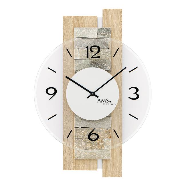 Wanduhr Ebull Aluminium / Holzwerkstoff, lackiert 28 x 40 x 6cm Braun/Silber/Hellbraun