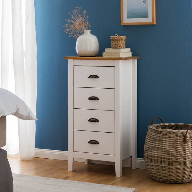 Kommode I 46 x 82 x 35cm Weiß/Kiefer