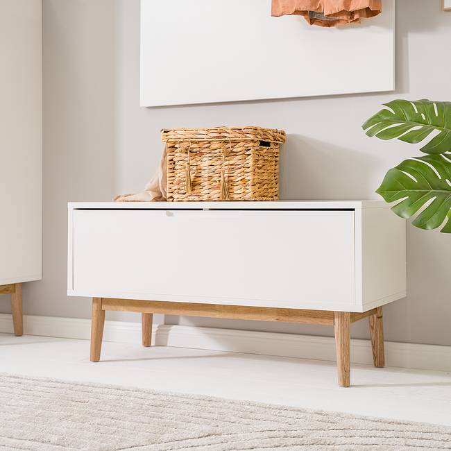 Garderobenbank 95 x 49 x 40cm Weiß/Weiß