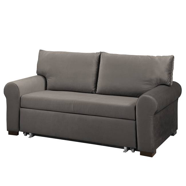 Schlafsofa Country Deluxe Grau/Braun Samt Krysia 165cm mit Schlaffunktion Glamour