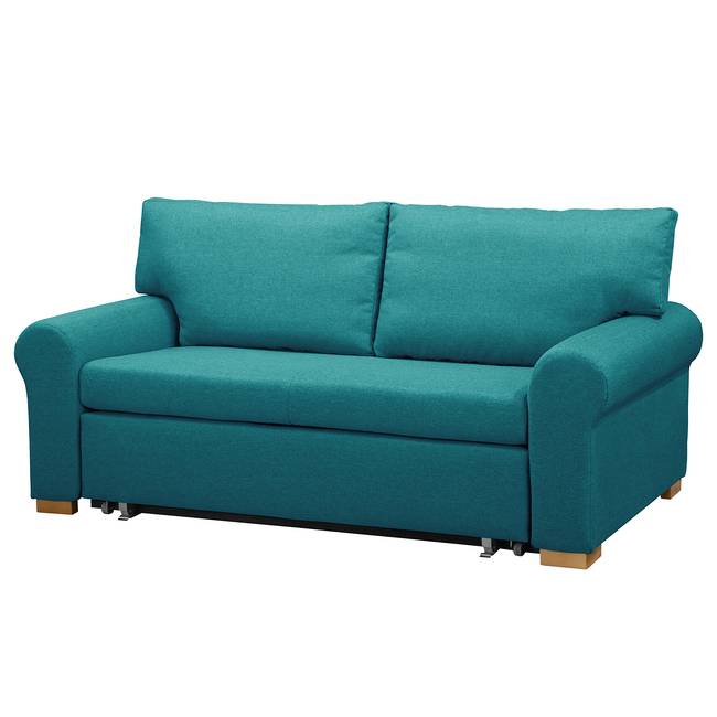 Schlafsofa Country Deluxe Blau/Türkis Webstoff Luba 205cm mit Schlaffunktion Modern