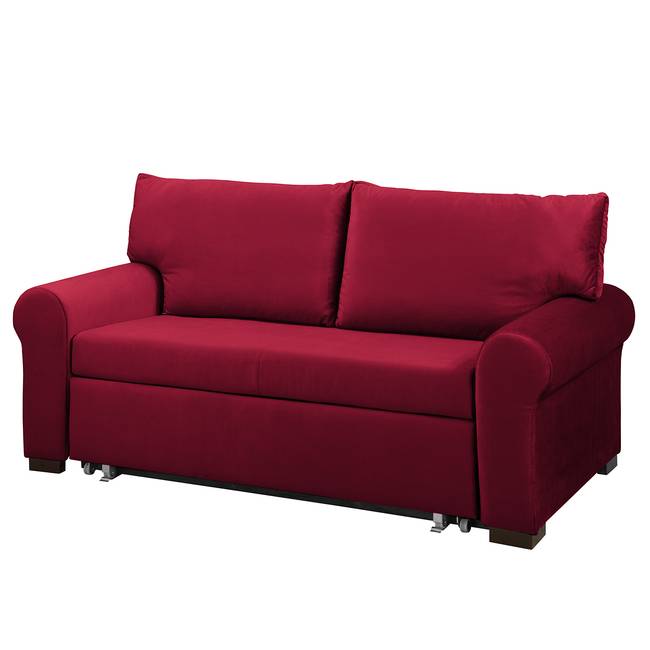 Schlafsofa Country Deluxe Rot/Rot Samt Krysia 165cm mit Schlaffunktion Glamour