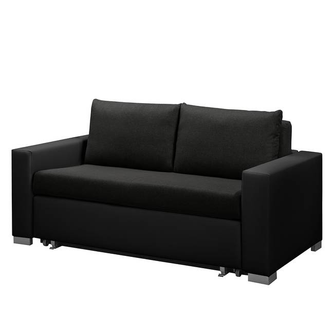 Schlafsofa Basic Schwarz Kunstleder Koda / Stoff Doran 153cm mit Schlaffunktion Modern
