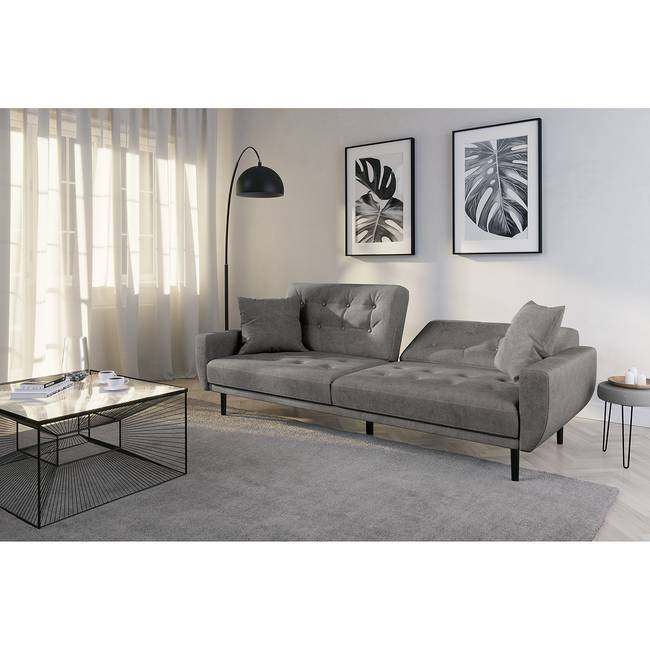 Schlafsofa Grau/Lichtgrau Samt Ravi 217 x 83 x 90cm Modern
