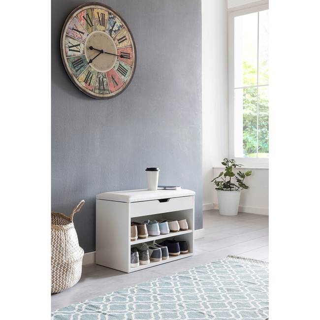 Garderobenbank Sudley 60 x 40 x 30cm Weiß/Weiß
