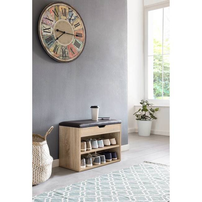 Garderobenbank Sudley 60 x 40 x 30cm Braun/Eiche Sonoma Dekor