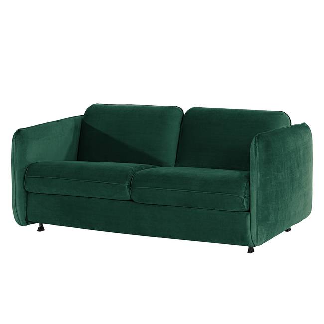 Schlafsofa KAYLA mit Matratze Grün/Antikgrün Samt Ravi 194 x 86 x 104cm Skandi
