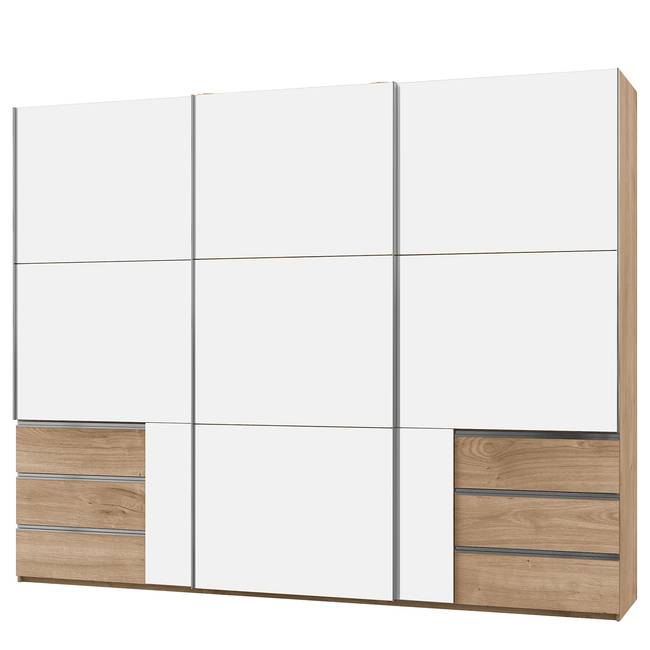 Schwebetürenschrank Level 36 D IV 300 x 236cm Weiß/Hochglanz Weiß/Eiche Dekor