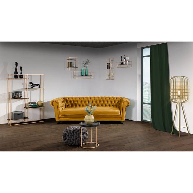 Sofa Baille 2-Sitzer Gelb/Goldgelb Microfaser 203 x 79 x 93cm Glamour