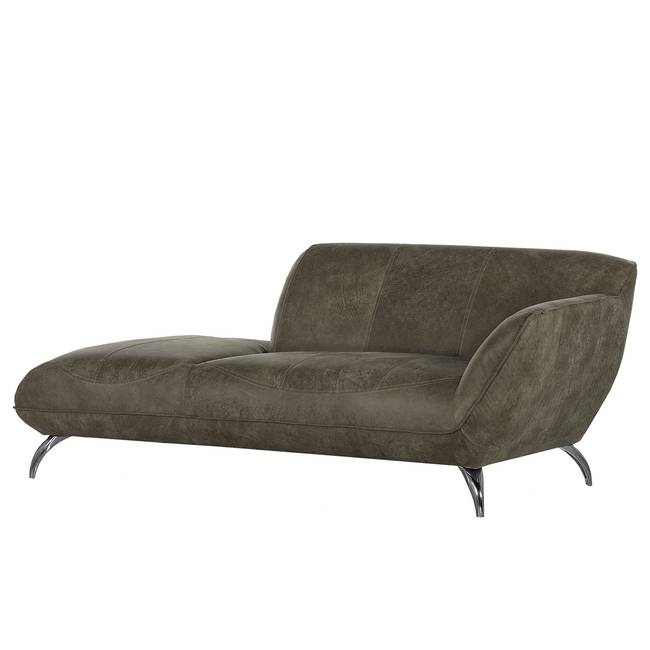 Recamiere Astley Grau/Muskat Echtleder 200 x 83 x 100cm Armlehne davorstehend rechts Modern