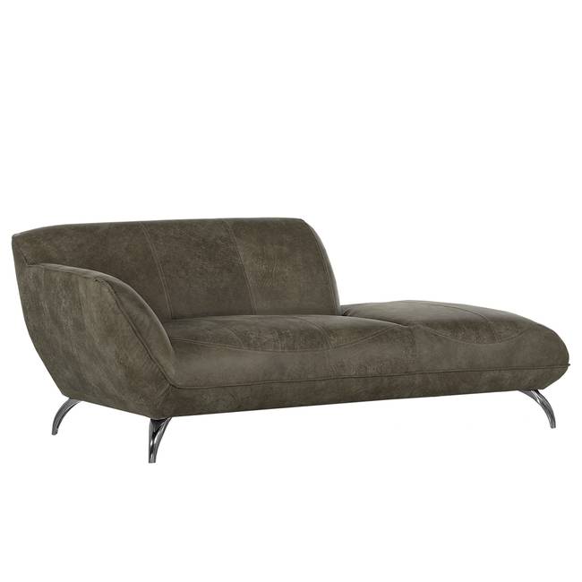 Recamiere Astley Grau/Muskat Echtleder 200 x 83 x 100cm Armlehne davorstehend links Modern