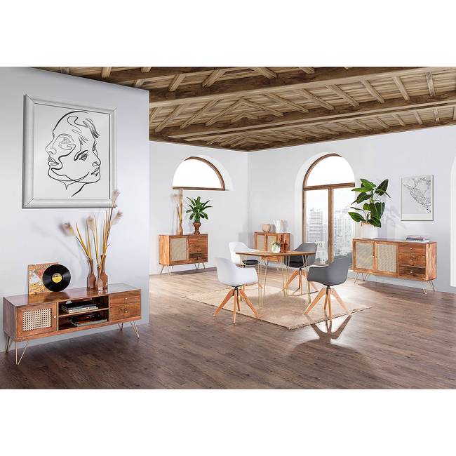 Esstisch Silian 100 x 100cm Braun/Braun Mango