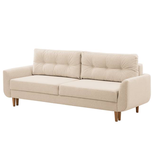 Schlafsofa Kaavi I Beige/Creme Webstoff Deran 229 x 102 x 92cm mit Schlaffunktion Skandi