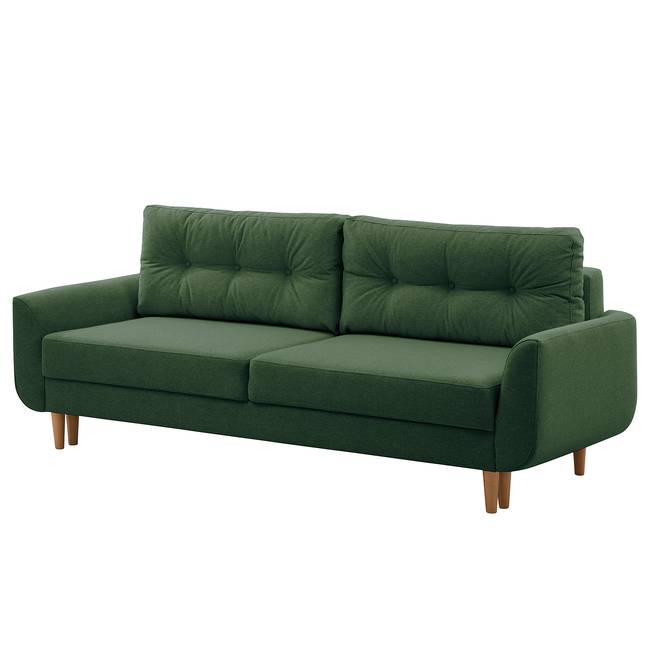 Schlafsofa Kaavi I Grün/Antikgrün Webstoff Deran 229 x 102 x 92cm mit Schlaffunktion Skandi