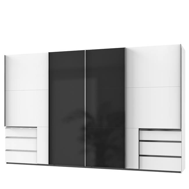 Schwebetürenschrank Level 36 C 350 x 216cm Mehr als 5 Schubladen Weiß/Weiß/Hochglanz Schwarz