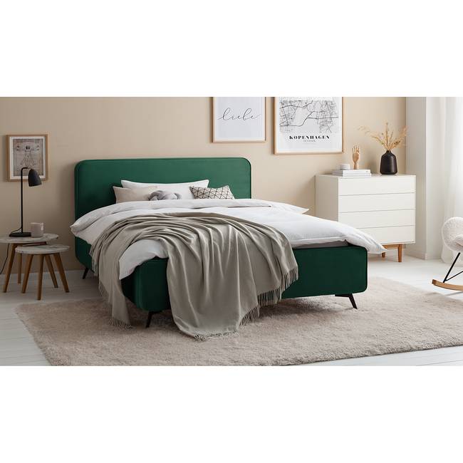 Polsterbett KARELIA 180 x 200cm Samt Ravi Grün ohne Lattenrost