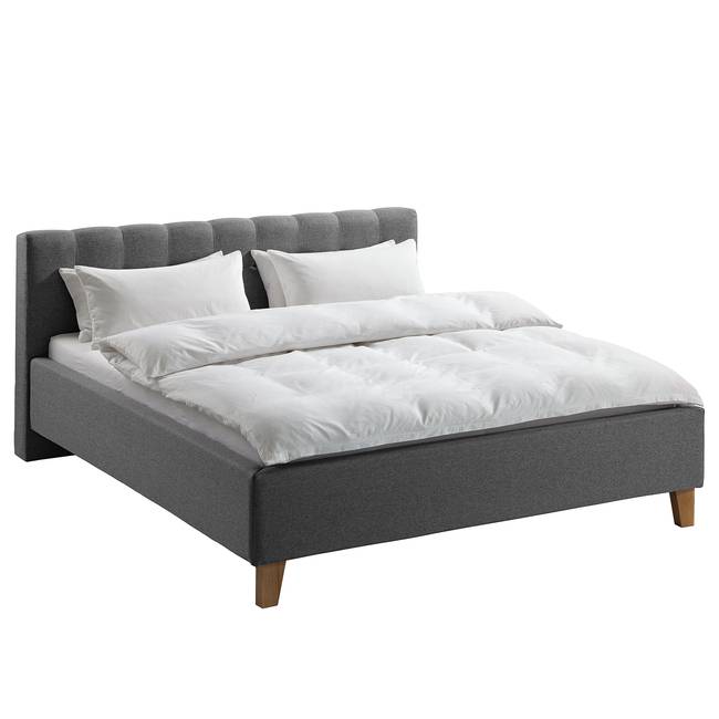 Polsterbett Woodlake I 180 x 200cm Webstoff Mavie Beige/Grau ohne Stauraum Eiche