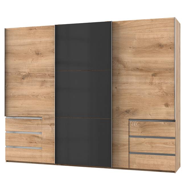 Schwebetürenschrank Level 36 C 300 x 236cm Mehr als 5 Schubladen Eiche Dekor/Hochglanz Graphit
