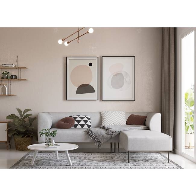 Ecksofa Kolkki Grau Webstoff 230 x 74 x 169cm Longchair davorstehend rechts Modern