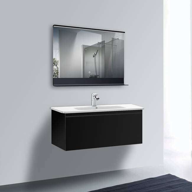 Beleuchteter Spiegel Samino 80 x 60 x 11cm Schwarz Korpus: Aluminium, lackiert 80 x 60 x 11cm