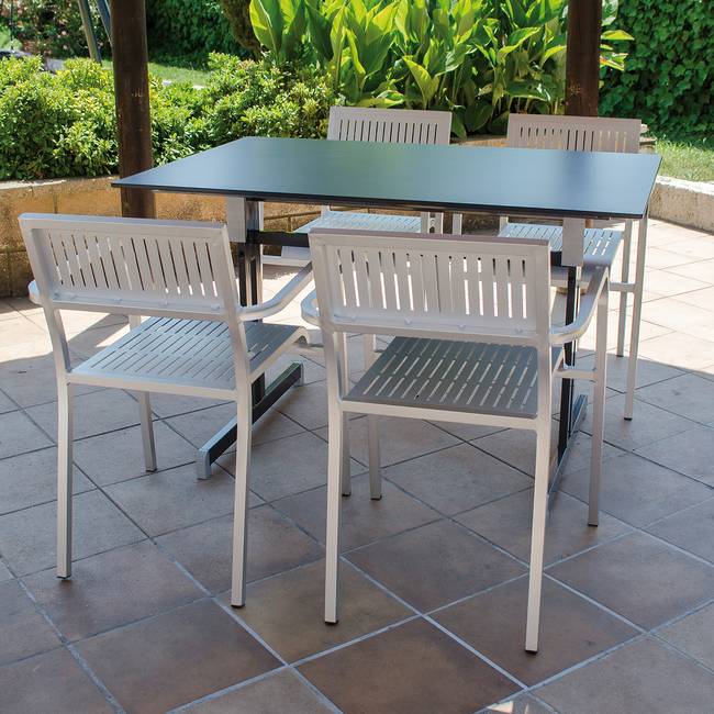 Gartentisch Millom I Gestell: Stahl, lackiert Tischplatte: Compac 80 x 74 x 120cm Grau