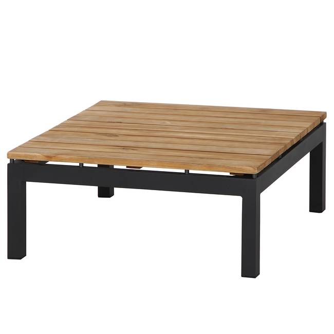 Loungetisch Alvida Gestell: Aluminium, pulverbeschichtet Tischplatte: Massivholz Teak 74 x 32 x 74cm Grau