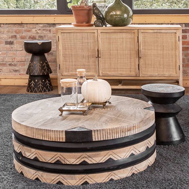 Couchtisch Edgewood I Ø 80cm Schwarz/Braun