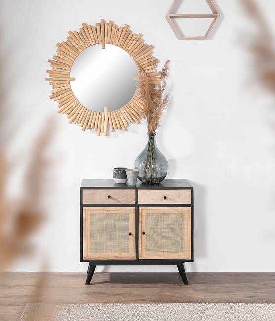 Kommode Lexham I 90 x 80 x 42cm Schwarz/Beige