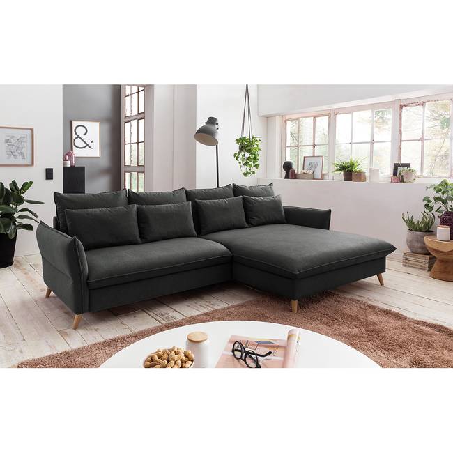 Ecksofa Sketty Grau/Dunkelgrau Microfaser 274 x 88 x 170cm Longchair davorstehend rechts Keine Funktion Modern