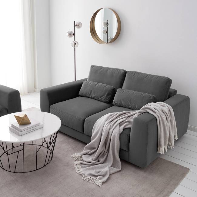 2-Sitzer Sofa Grau Samt Shyla 182 x 80 x 117cm Modern