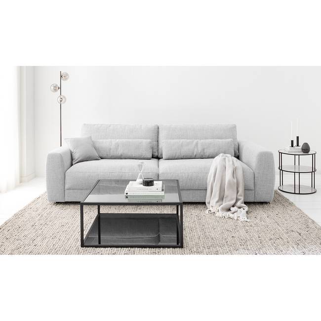 3-Sitzer Sofa Grau/Hellgrau Webstoff Amila 252 x 80 x 117cm Modern