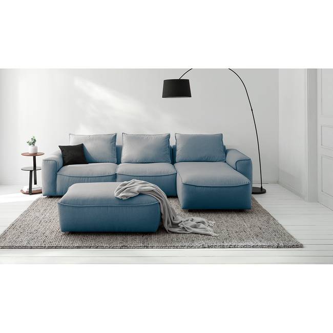 Ecksofa mit Longchair Blau Webstoff Saia 288 x 82 x 170cm Longchair davorstehend rechts Modern