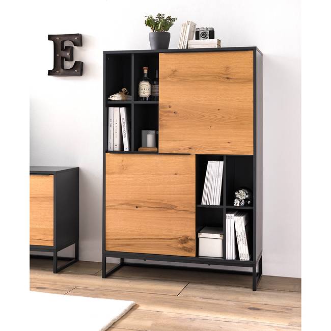 Highboard 100 x 148 x 40cm Braun/Grau
