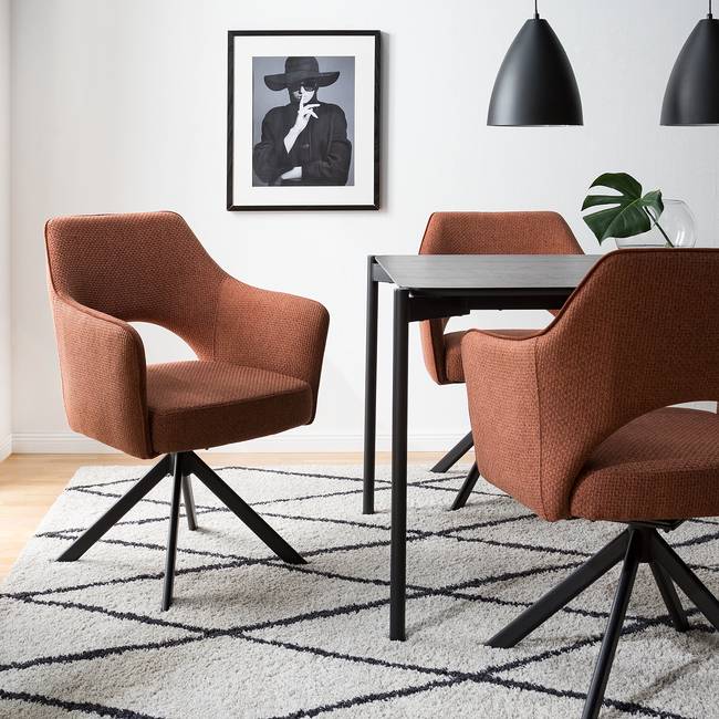 Drehbarer Armlehnenstuhl Tustin 64 x 85 x 61cm Braun/Rostbraun