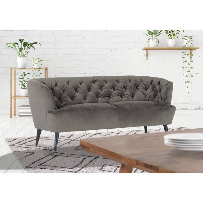 Küchensofa Burdett 210cm Grau/Grau Schwarz